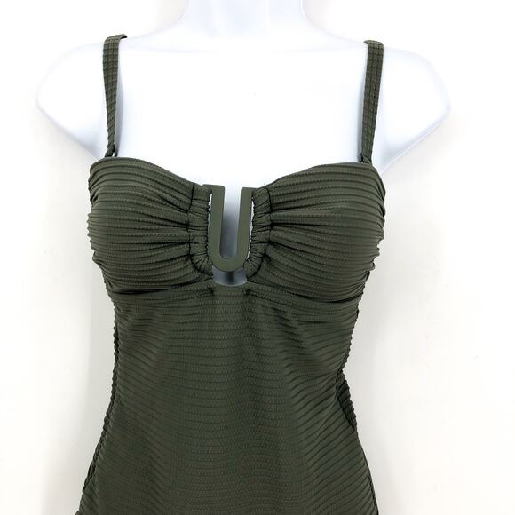 SEA LEVEL SWIM Spinnaker U Bar Bandeau One Piece Swimsuit Size 6 Khaki Green NWT - Picture 6 of 12